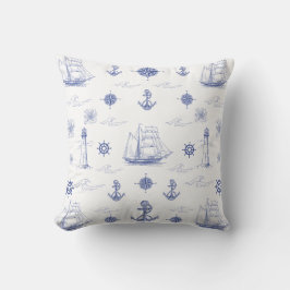 Schiffe der Nautic Navy Blue Coastal Beach Kissen