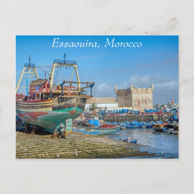 Schiffe Essaouira Marokko Postkarte (Vorderseite)
