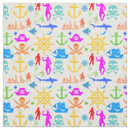 Schiffe, Fische, Piraten. Farbenfrohe Schönheitsmu Stoff