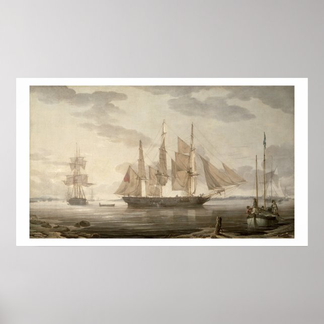 Schiffe im Hafen, 1805 (Öl auf Leinwand) Poster (Vorne)