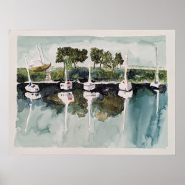 Schiffe im Hafen Poster