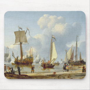 Schiffe im ruhigen Wasser mit Zahlen durch das Mousepad