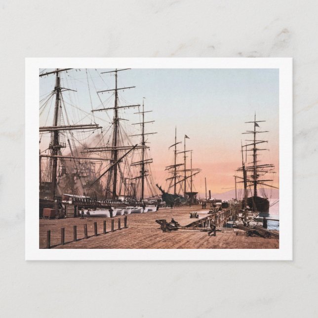 Schiffe im Wharves in San Francisco um 1900 Postkarte (Vorderseite)
