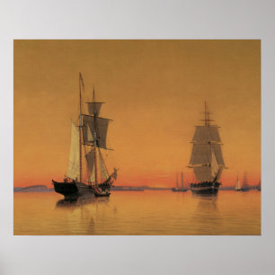 Schiffe in Boston Hafen bei Twilight 1859 Poster