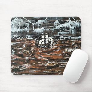 Schiffe in einem Sturm Gemälde von Alfred Fox Mousepad