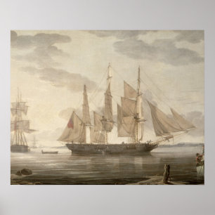 Schiffe in Hafen, 1805 (Öl auf Leinwand) Poster