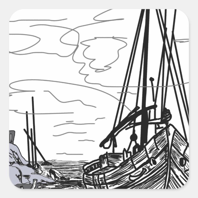 Schiffe Quadratischer Aufkleber (Vorderseite)