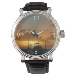 Schiffe und Sonnenuntergang tropische Seascape Armbanduhr