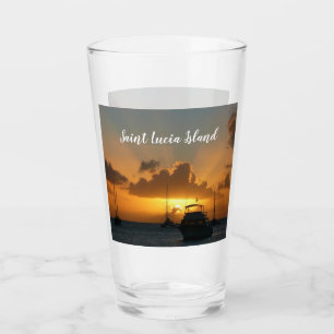 Schiffe und Sonnenuntergang tropische Seascape Glas