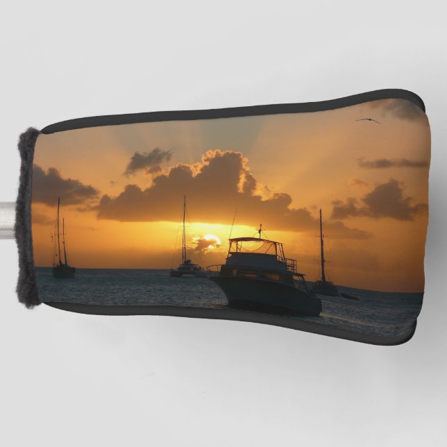 Schiffe und Sonnenuntergang tropische Seascape Golf Headcover (Vorderseite)