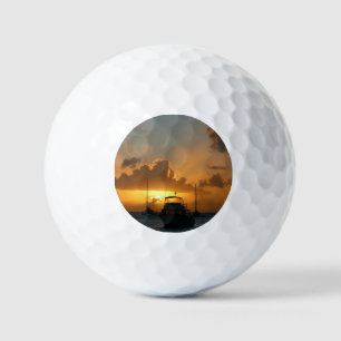 Schiffe und Sonnenuntergang tropische Seascape Golfball