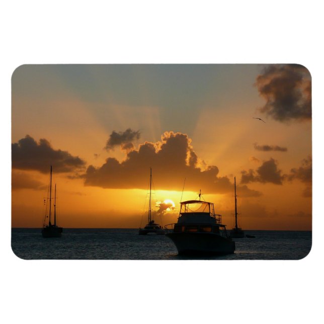 Schiffe und Sonnenuntergang tropische Seascape Magnet (Horizontal)