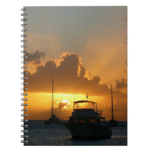 Schiffe und Sonnenuntergang tropische Seascape Notizblock