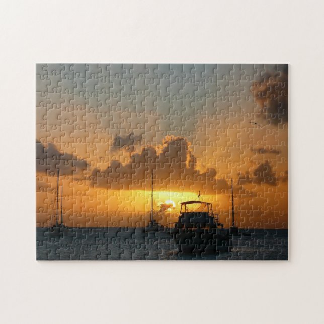 Schiffe und Sonnenuntergang tropische Seascape Puzzle (Horizontal)