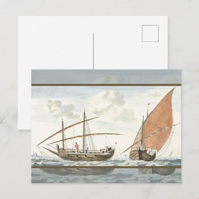 Schiffe von Johan Teyler auf dem Meer von Istanbul Postkarte (Vorne/Hinten)