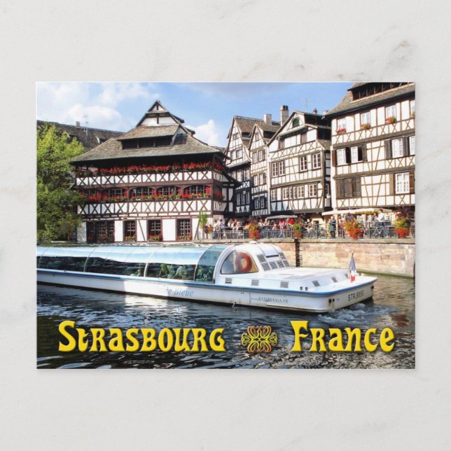 Schifffahrt auf der Ill in Straßburg, Frankreich Postkarte (Vorderseite)