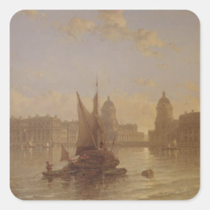 Schifffahrt auf der Themse in Greenwich Quadratischer Aufkleber