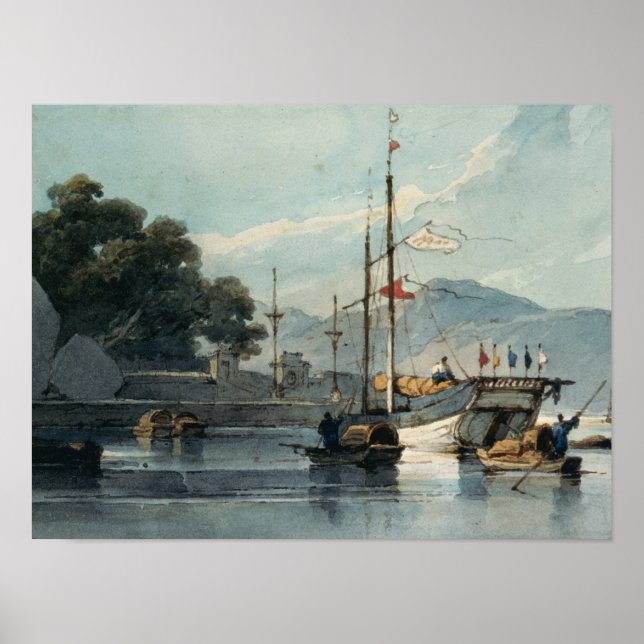 Schifffahrt auf einem chinesischen Fluss Poster (Vorne)