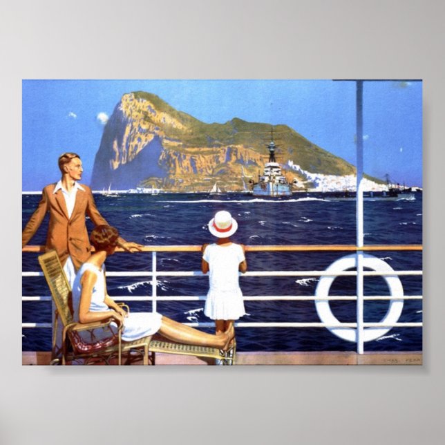 Schifffahrt Meer Vintag nach Gibraltar Poster (Vorne)