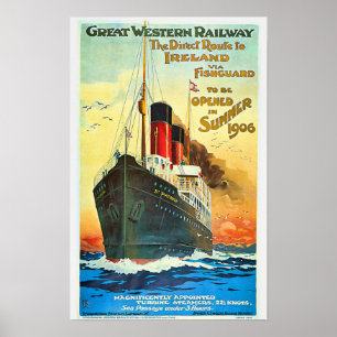 Schifffahrt nach Irland Reisewerbung Poster