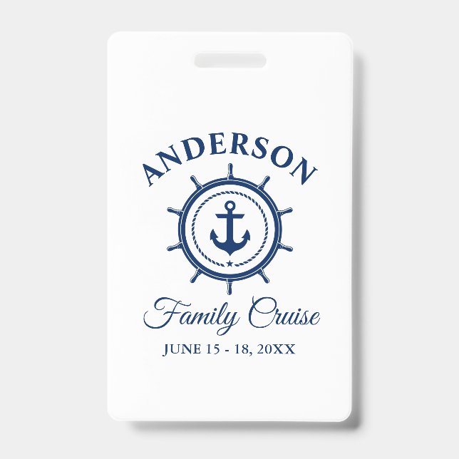 Schifffahrt Nautic Navy Blue Anchor Helm Family Cr Ausweis (Vorderseite)