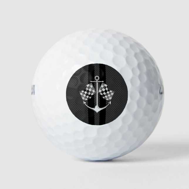 Schifffahrt Nautical Checkered Carbon Fibre Style Golfball (Vorderseite)