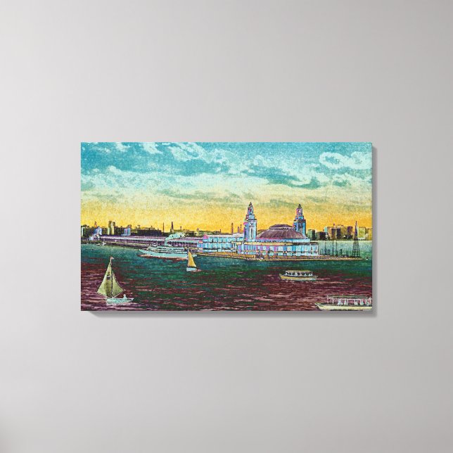 Schifffahrt Vom Chicago See 1920er Jahre Wasserfar Leinwanddruck (Vorderseite)