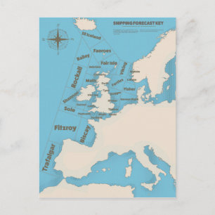 Schifffahrtsprognose für die Britischen Inseln in  Postkarte