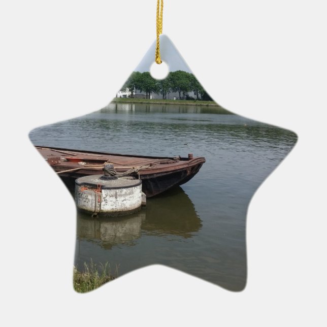 Schifffahrtsschiff, Kajakkanal Keramik Ornament (Vorne)