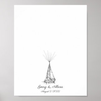 Schiffs-Fingerabdruck-Gästebuch Poster