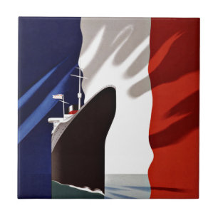 Schiffs-französische Linie Vintage Reise Fliese