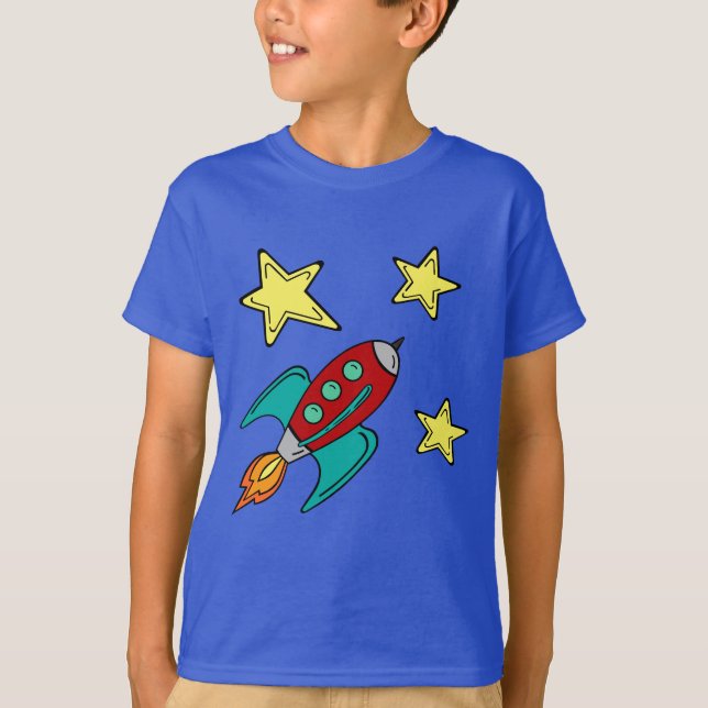Schiffs-T - Shirt der retro Rakete (Vorderseite)