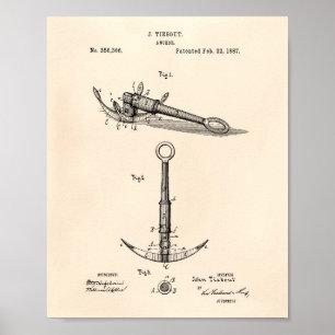 Schiffsanker 1902 Patent Art Old Peper Poster