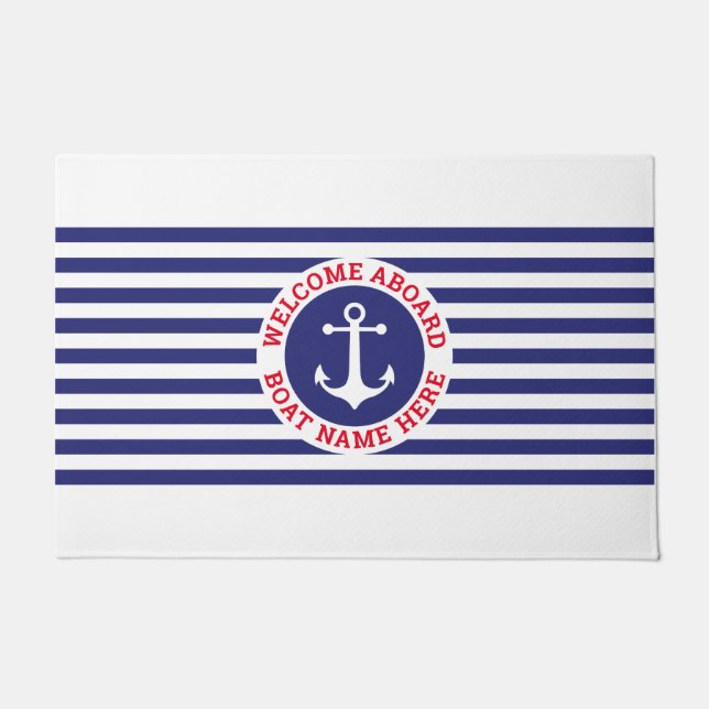 Schiffsanker-Design mit Streifen Fußmatte (Vorderseite)