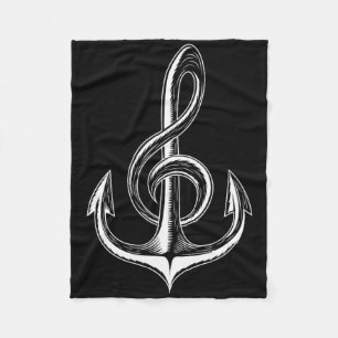 Schiffsanker Violinschlüssel Nautical Musiker  Fleecedecke