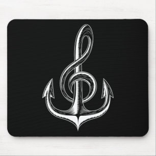 Schiffsanker Violinschlüssel Nautical Musiker Mousepad