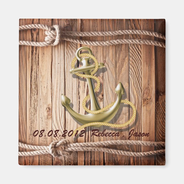 Schiffsdockholz-Strandanker Save the Date Magnet (Vorne)