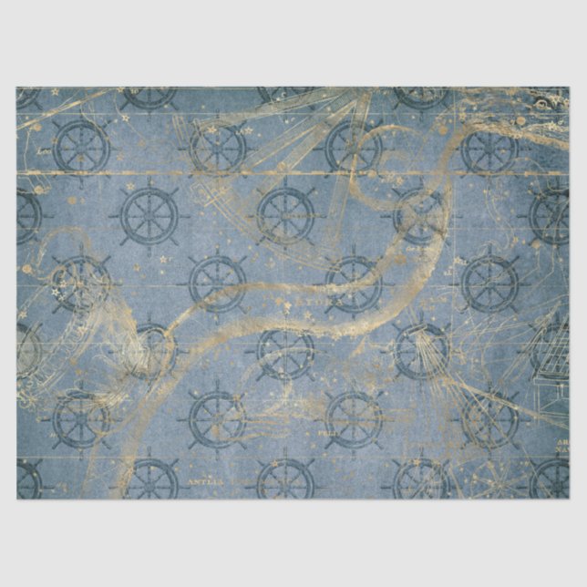 Schiffshilfe auf Blue Decoupage Seidenpapier (Vorderseite)