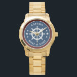 Schiffshilfsrad Schiffskapitän Navy Armbanduhr<br><div class="desc">Ein Nautical Ships Helm - Rad mit Captain Rank oder einem anderen Titel und Ihrem Namen oder Schiffsnamen auf einer stilvollen Uhr. Diese personalisierte Pocket-Uhr wird nicht nur Zeit,  sondern auch Spaß machen. Perfekt für den Vatertag,  aber auch ein großes Geschenk für jeden Anlass.</div>