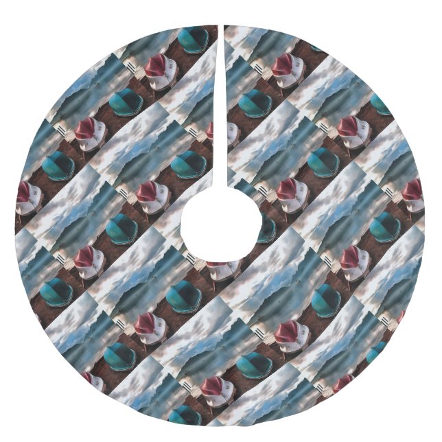 Schiffshügel und Marmaris Winter Seascape Polyester Weihnachtsbaumdecke (Vorderseite)