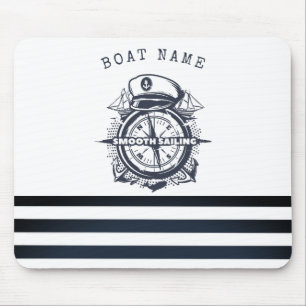 Schiffshüte, Anker, Steuerrad, marineblaue Streife Mousepad