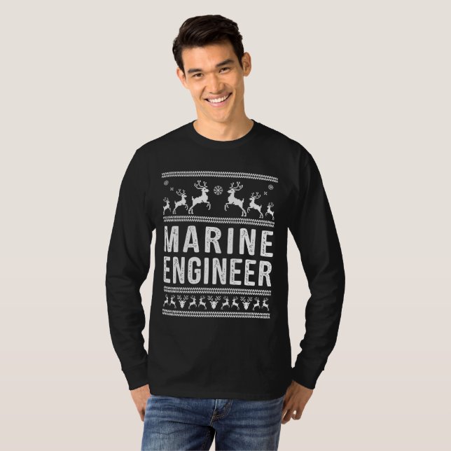 Schiffsingenieur Ugly Christmas Sweater T-Shirt (Vorne ganz)