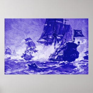 SCHIFFSKAMPF IN BLAU POSTER