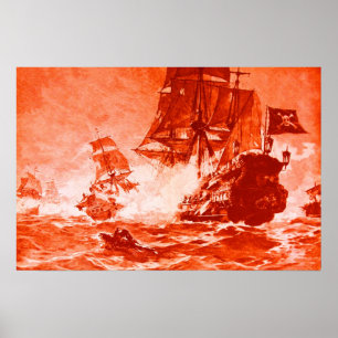 SCHIFFSKAMPF IN ROT POSTER