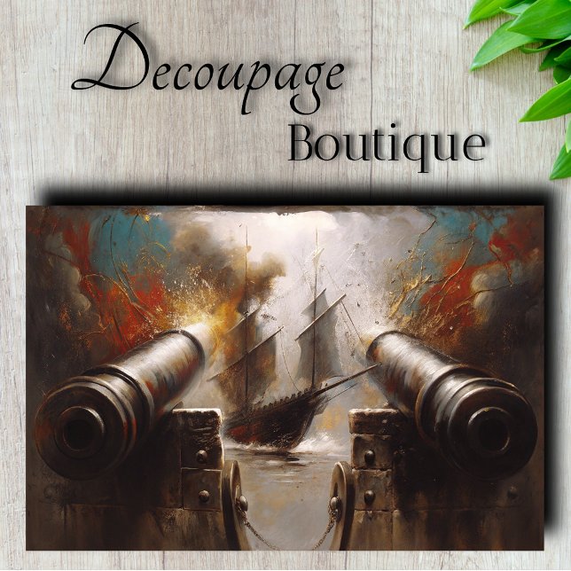 Schiffskanonen-Dekoupage Seidenpapier (Ship Battle Cannons Decoupage Tissue Paper)