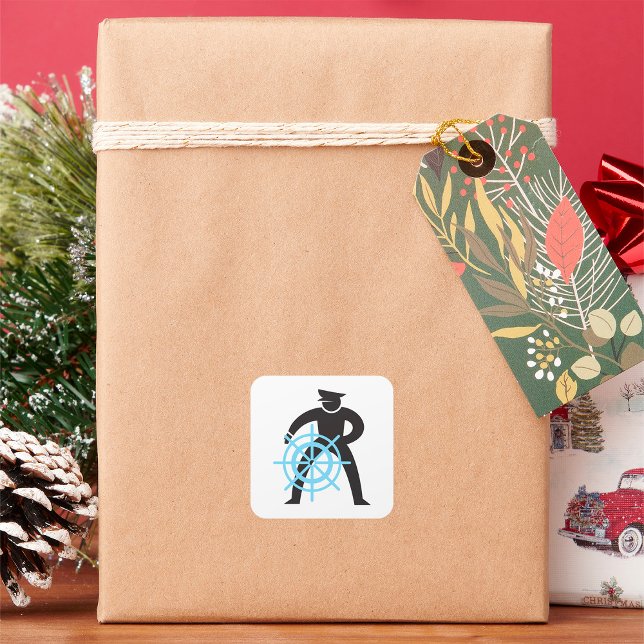 Schiffskapitän am Helm Quadratischer Aufkleber (Von Creator hochgeladen)