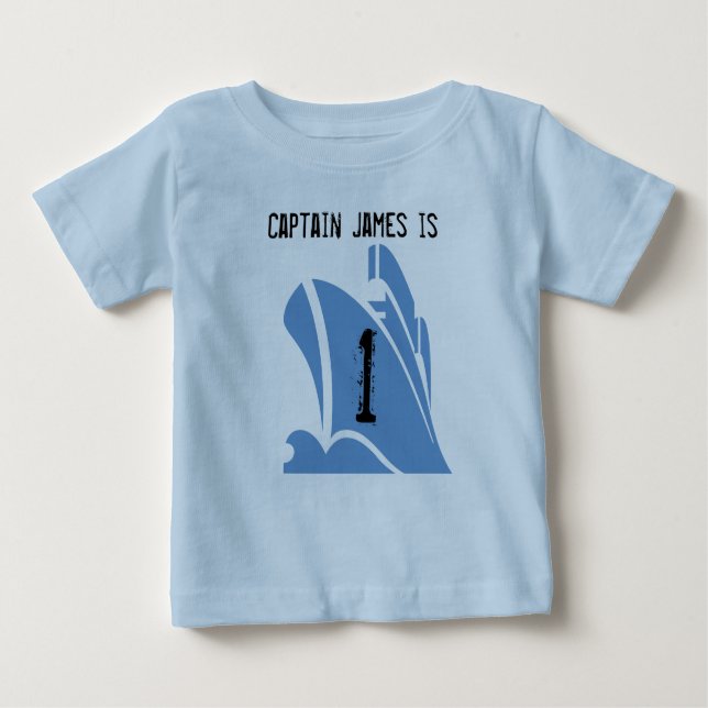 Schiffskapitän individuell anpassbares 1. Geburtst Baby T-shirt (Vorderseite)
