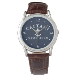 Schiffskapitän Name Nautical Anchor Navy Blue Armbanduhr