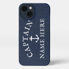 Schiffskapitän Name Nautical Anchor Navy Blue iPhone 13 Hülle