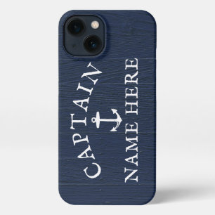 Schiffskapitän Name Nautical Anchor Navy Blue iPhone 13 Hülle